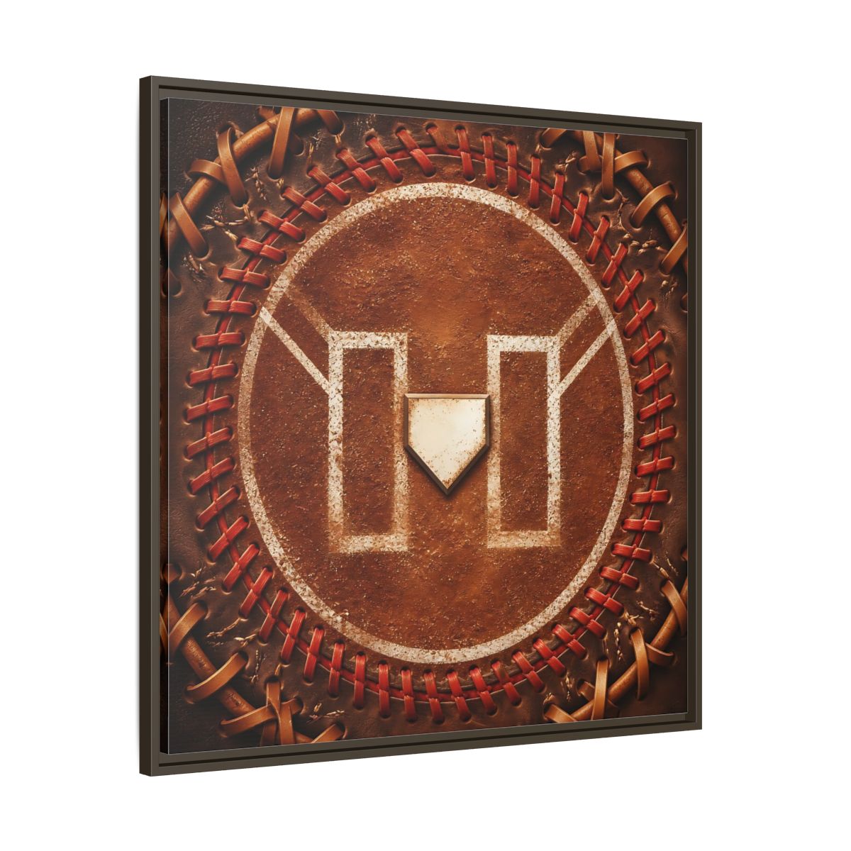 Main Mockup. Sports Baseball Field Baseball Home Plate shown as framed canvas print