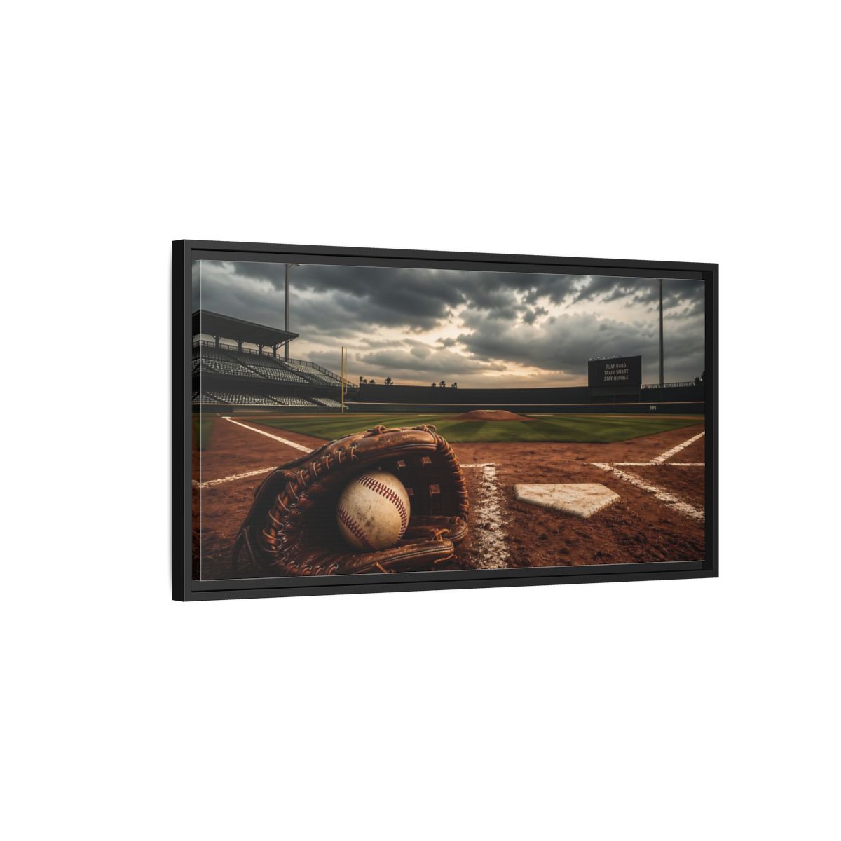 Side Mockup 2. Sports Baseball Field Baseball Field shown as framed canvas print