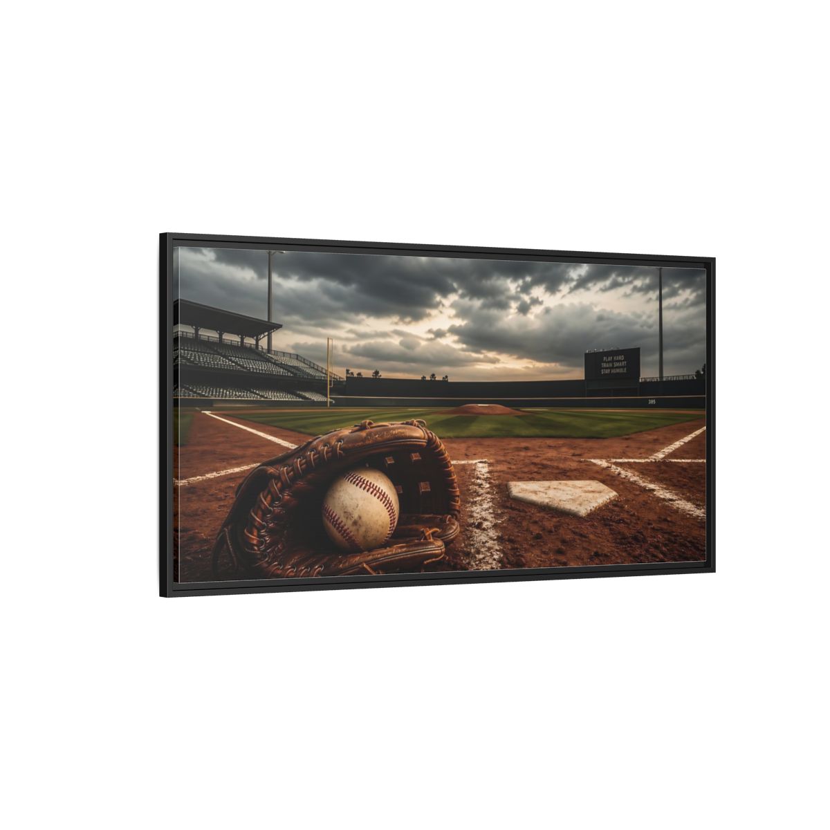 Side Mockup 5. Sports Baseball Field Baseball Field shown as framed canvas print