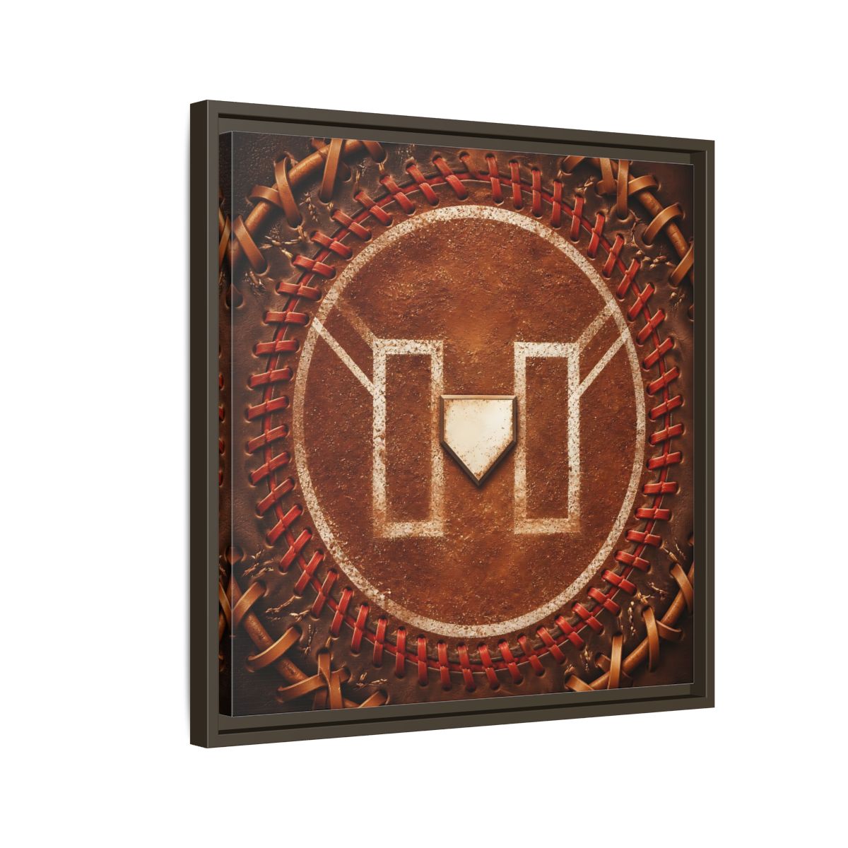 Side Mockup 11. Sports Baseball Field Baseball Home Plate shown as framed canvas print