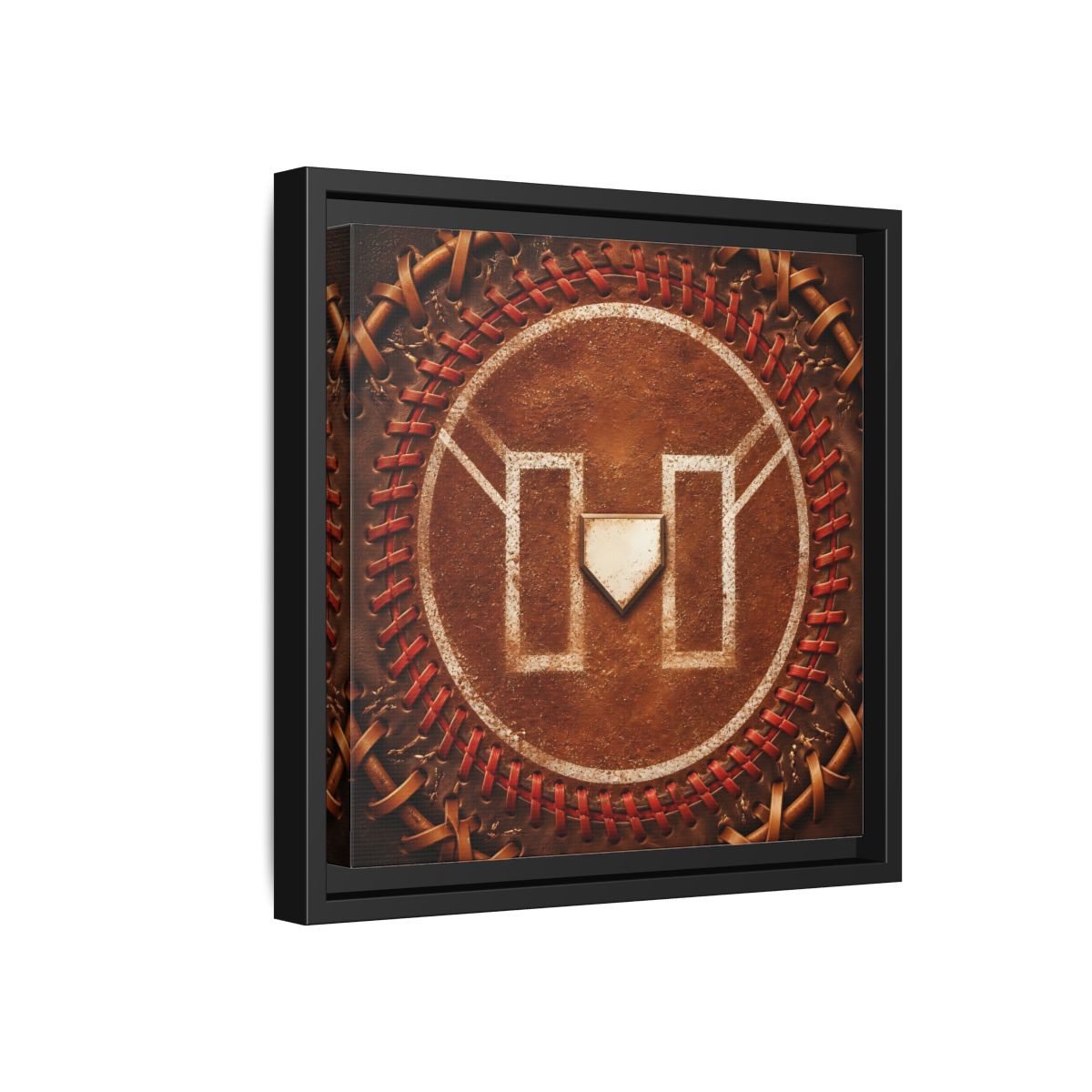 Side Mockup 18. Sports Baseball Field Baseball Home Plate shown as framed canvas print