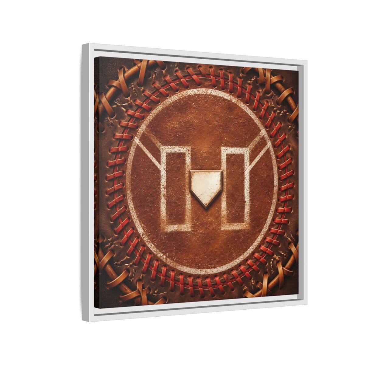 Side Mockup 10. Sports Baseball Field Baseball Home Plate shown as framed canvas print