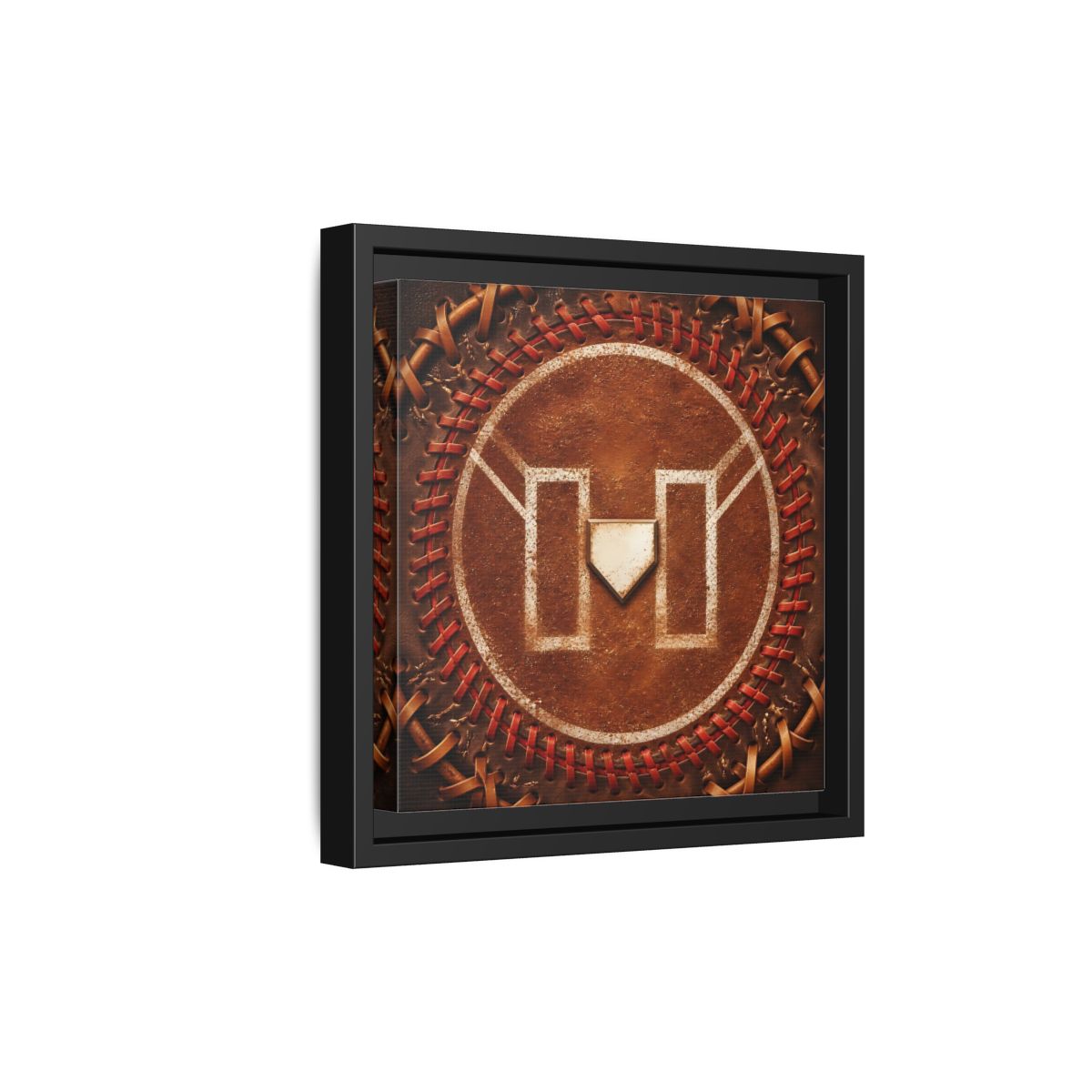 Side Mockup 21. Sports Baseball Field Baseball Home Plate shown as framed canvas print
