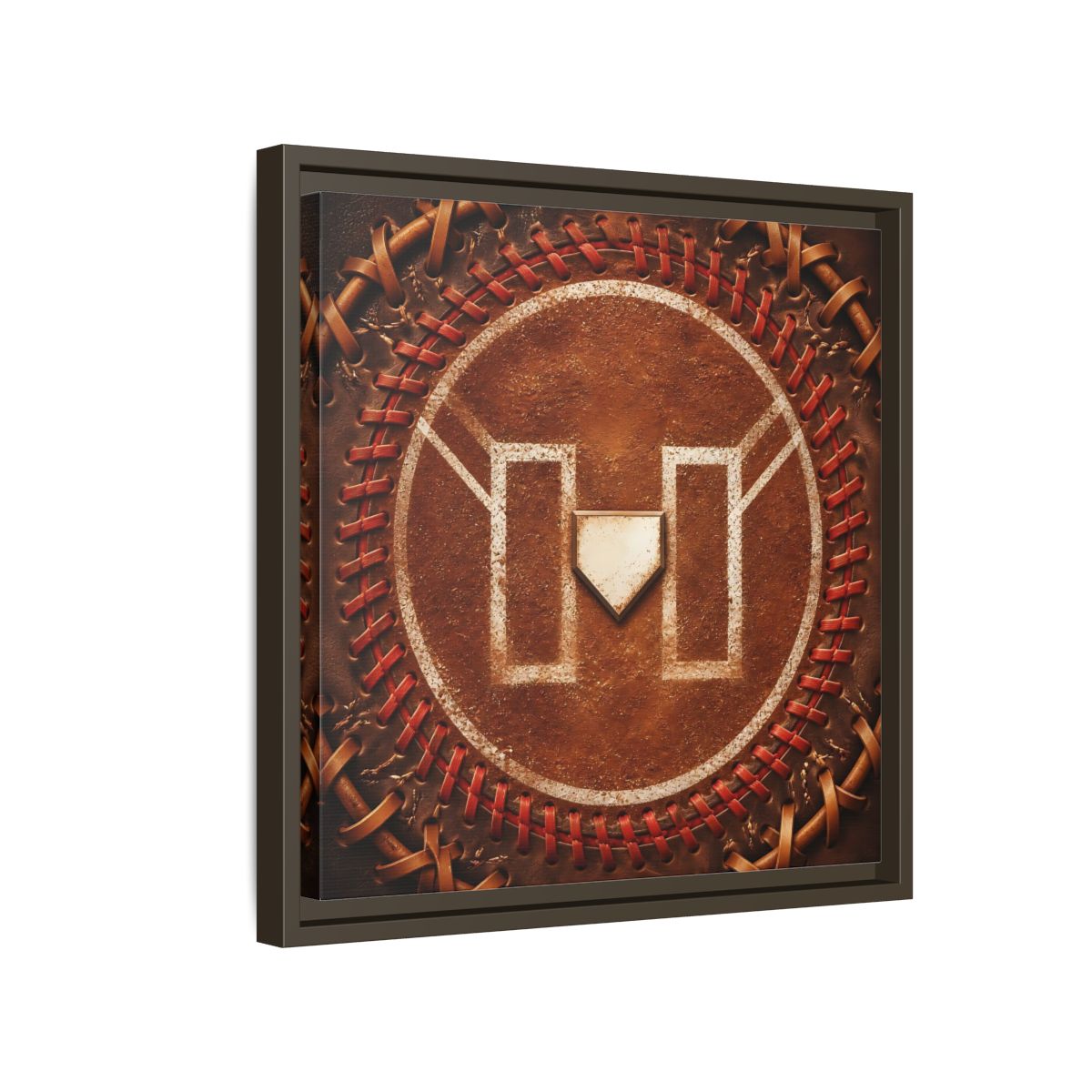Side Mockup 14. Sports Baseball Field Baseball Home Plate shown as framed canvas print