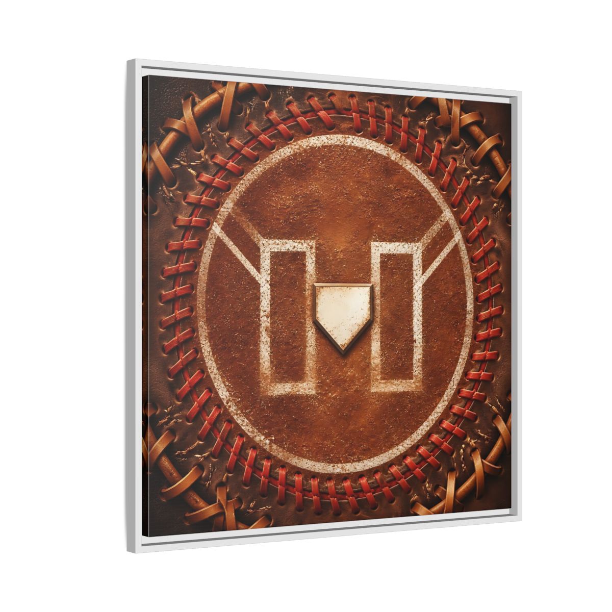 Side Mockup 7. Sports Baseball Field Baseball Home Plate shown as framed canvas print