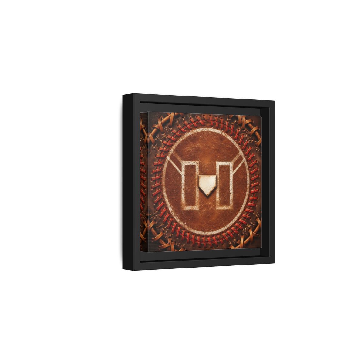 Side Mockup 3. Sports Baseball Field Baseball Home Plate shown as framed canvas print