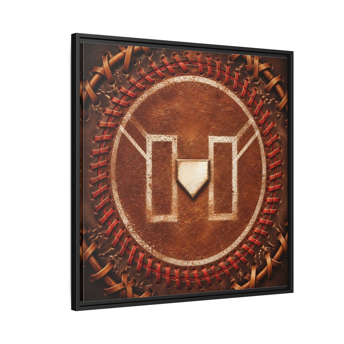 Side Mockup 9. Sports Baseball Field Baseball Home Plate shown as framed canvas print