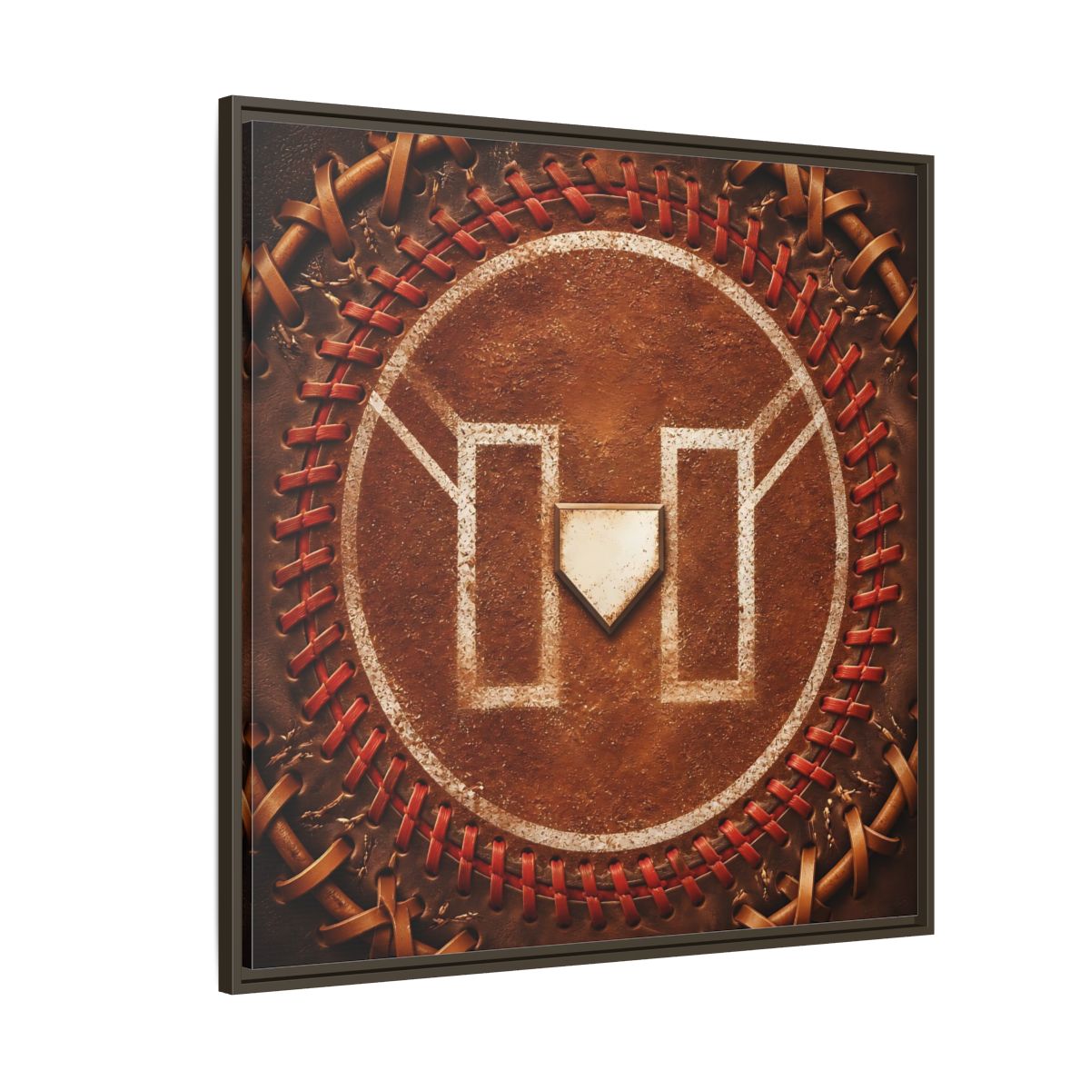 Side Mockup 5. Sports Baseball Field Baseball Home Plate shown as framed canvas print