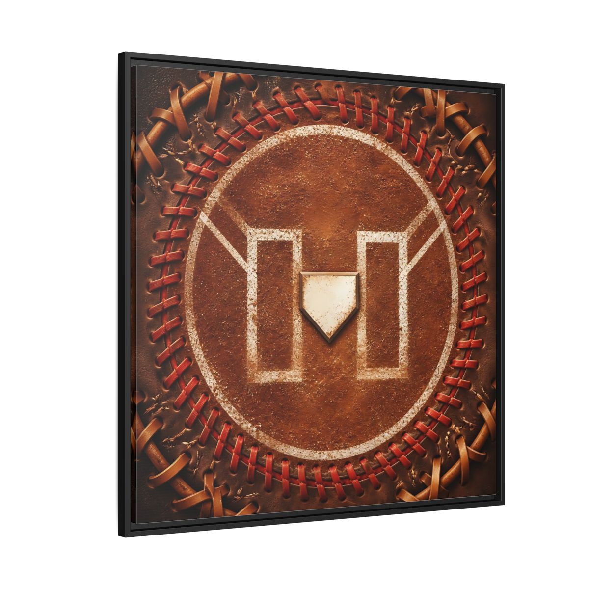 Side Mockup 6. Sports Baseball Field Baseball Home Plate shown as framed canvas print