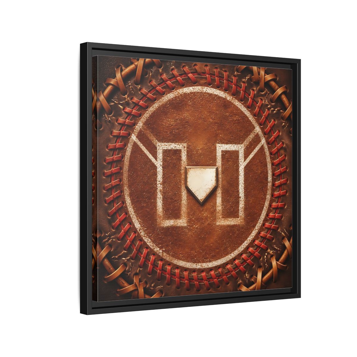 Side Mockup 12. Sports Baseball Field Baseball Home Plate shown as framed canvas print