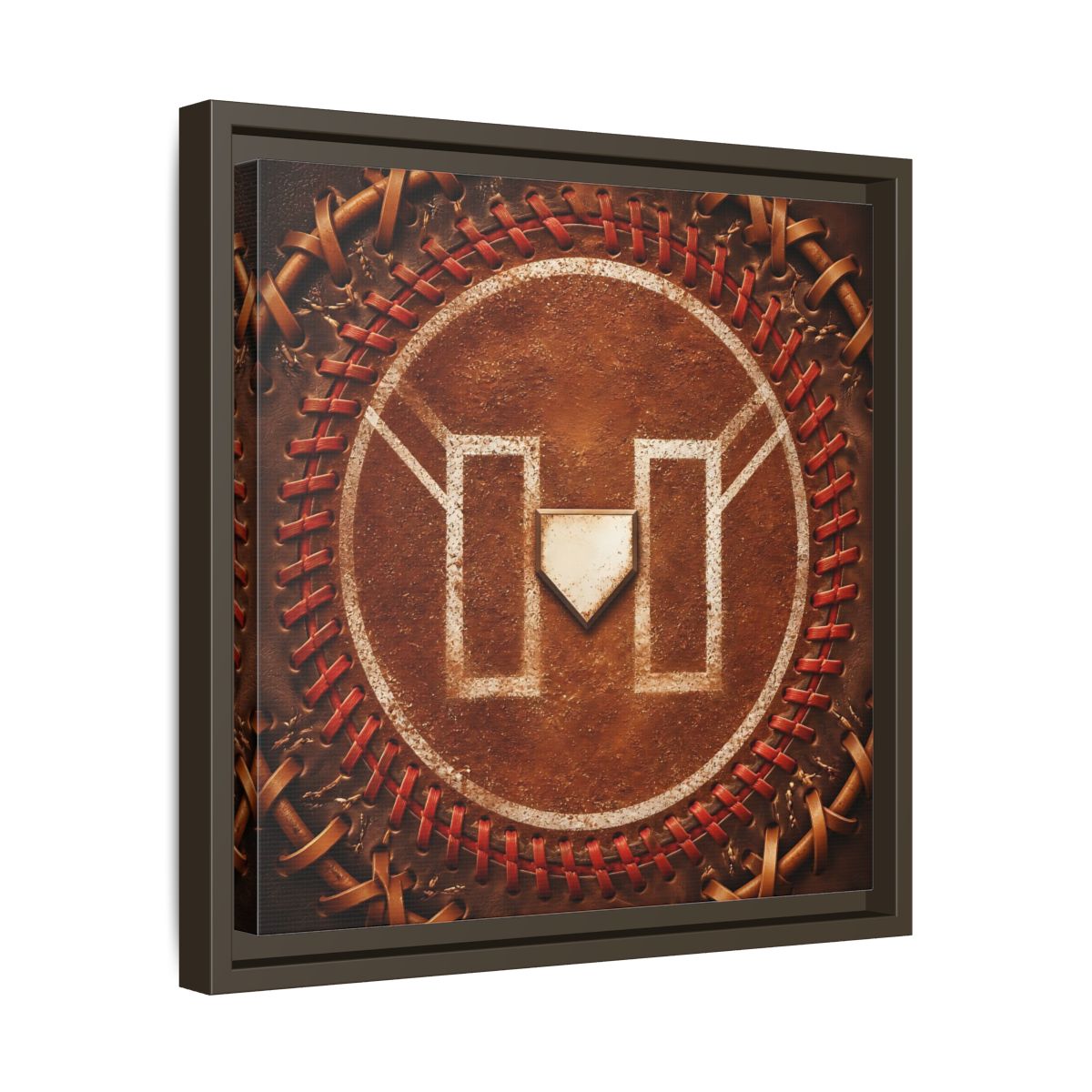 Side Mockup 29. Sports Baseball Field Baseball Home Plate shown as framed canvas print