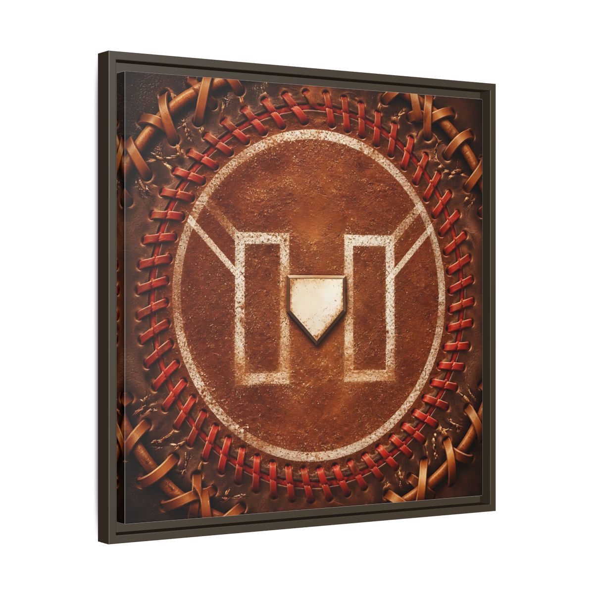 Side Mockup 27. Sports Baseball Field Baseball Home Plate shown as framed canvas print