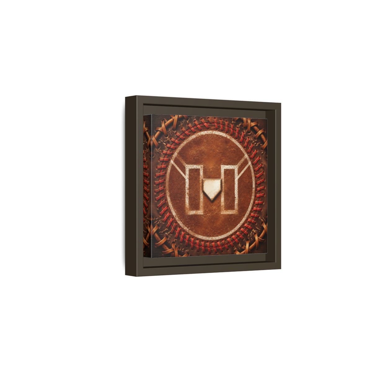 Side Mockup 2. Sports Baseball Field Baseball Home Plate shown as framed canvas print