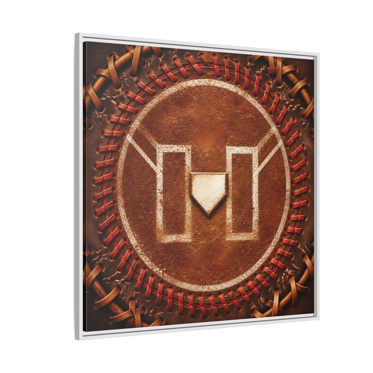 Side Mockup 4. Sports Baseball Field Baseball Home Plate shown as framed canvas print