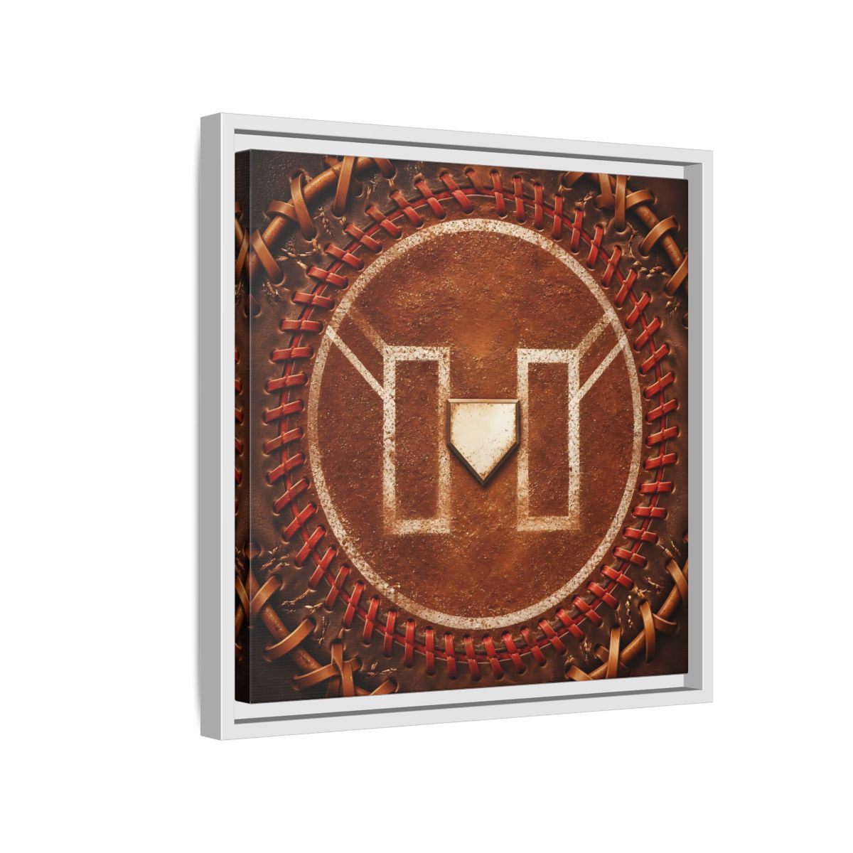 Side Mockup 13. Sports Baseball Field Baseball Home Plate shown as framed canvas print