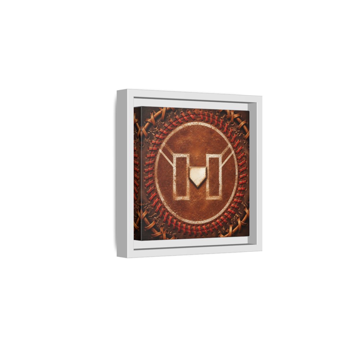 Side Mockup 1. Sports Baseball Field Baseball Home Plate shown as framed canvas print