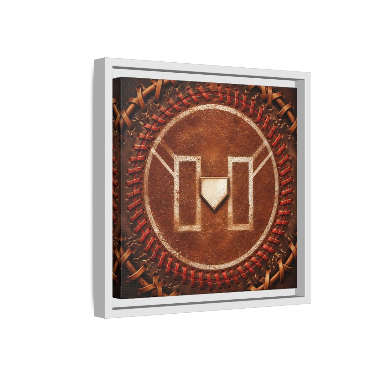 Side Mockup 16. Sports Baseball Field Baseball Home Plate shown as framed canvas print