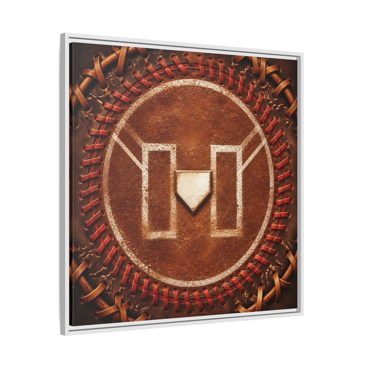Side Mockup 25. Sports Baseball Field Baseball Home Plate shown as framed canvas print