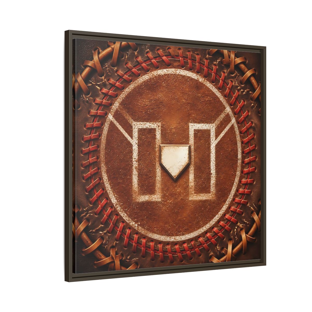 Side Mockup 8. Sports Baseball Field Baseball Home Plate shown as framed canvas print