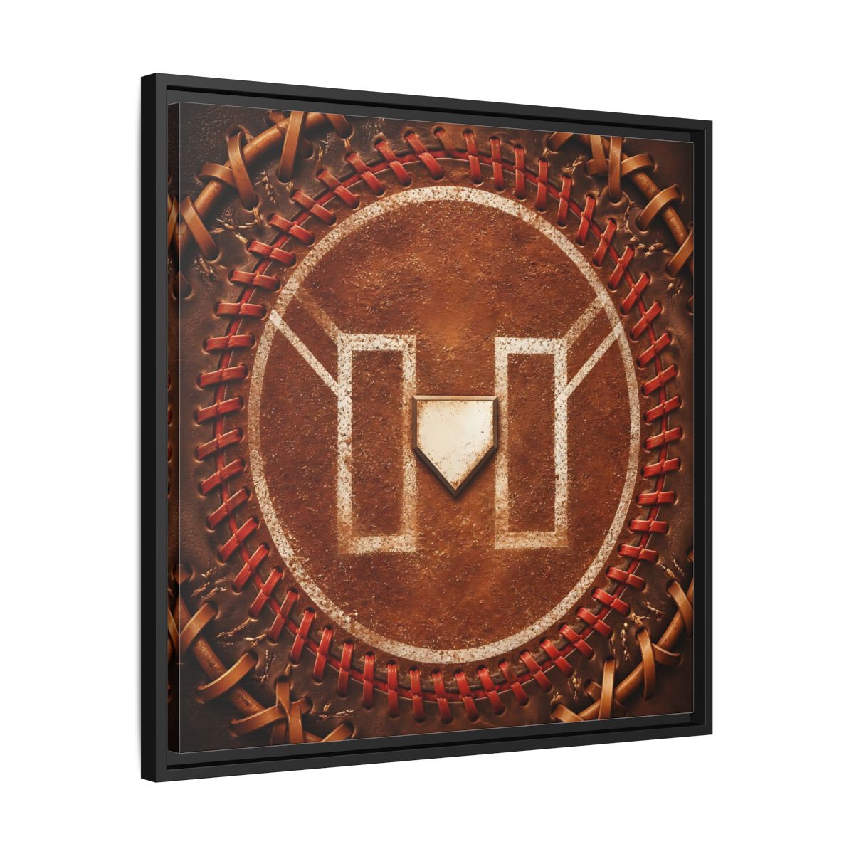 Side Mockup 31. Sports Baseball Field Baseball Home Plate shown as framed canvas print