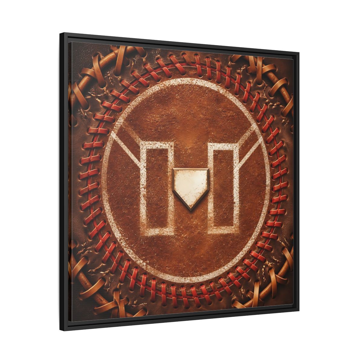 Side Mockup 30. Sports Baseball Field Baseball Home Plate shown as framed canvas print