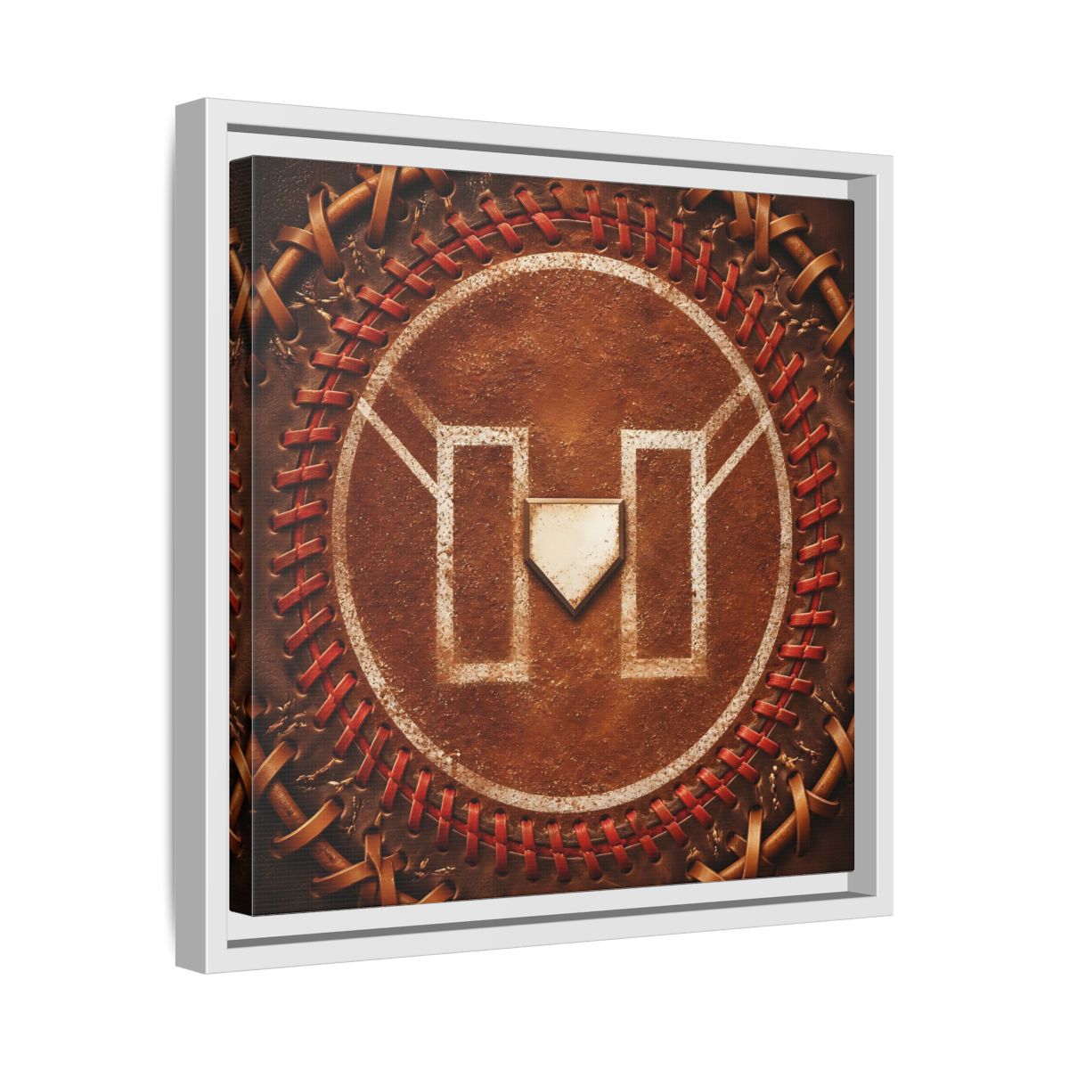Side Mockup 28. Sports Baseball Field Baseball Home Plate shown as framed canvas print