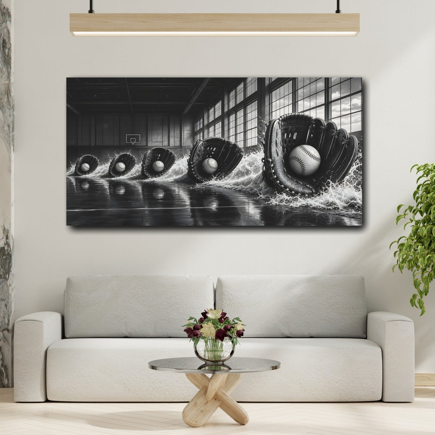Mockup 2. Sports Baseball Gear Black And White Sports shown as canvas print