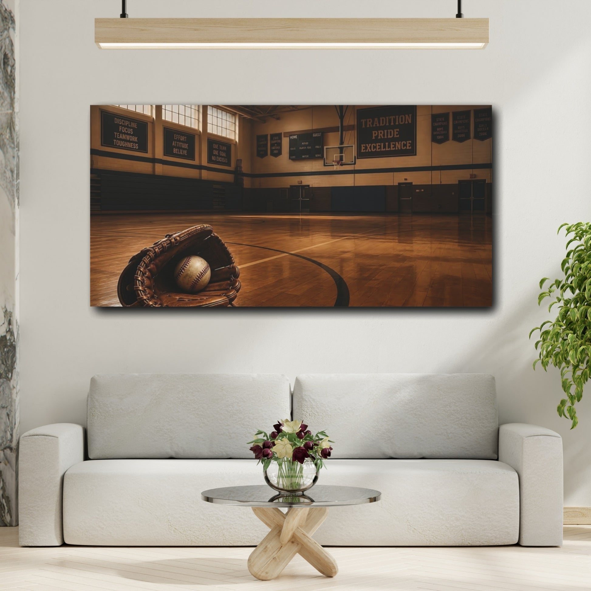 Mockup 2. Sports Baseball Glove Brown And Blue shown as canvas print