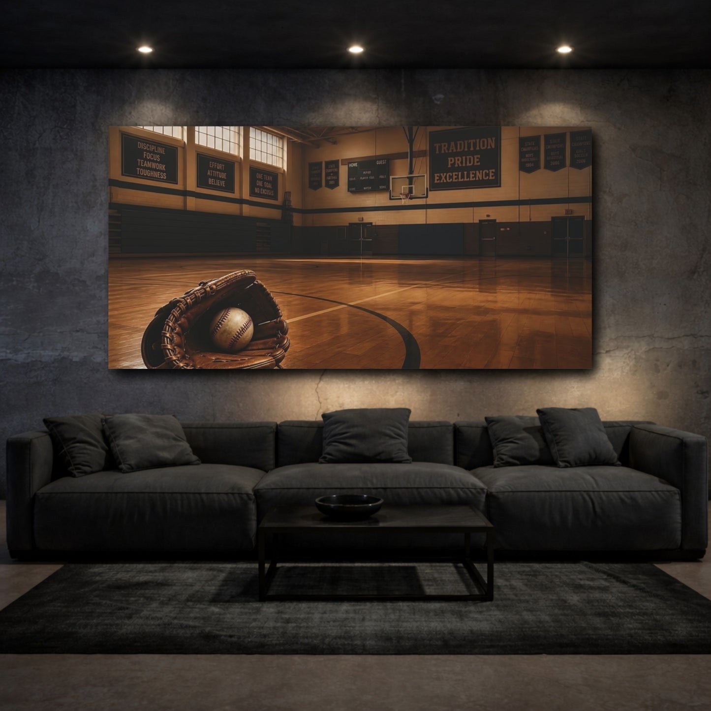 Mockup 4. Sports Baseball Glove Brown And Blue shown as canvas print