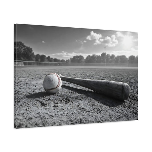 Main Mockup. Sports Baseball Monochrome Baseball shown as canvas print