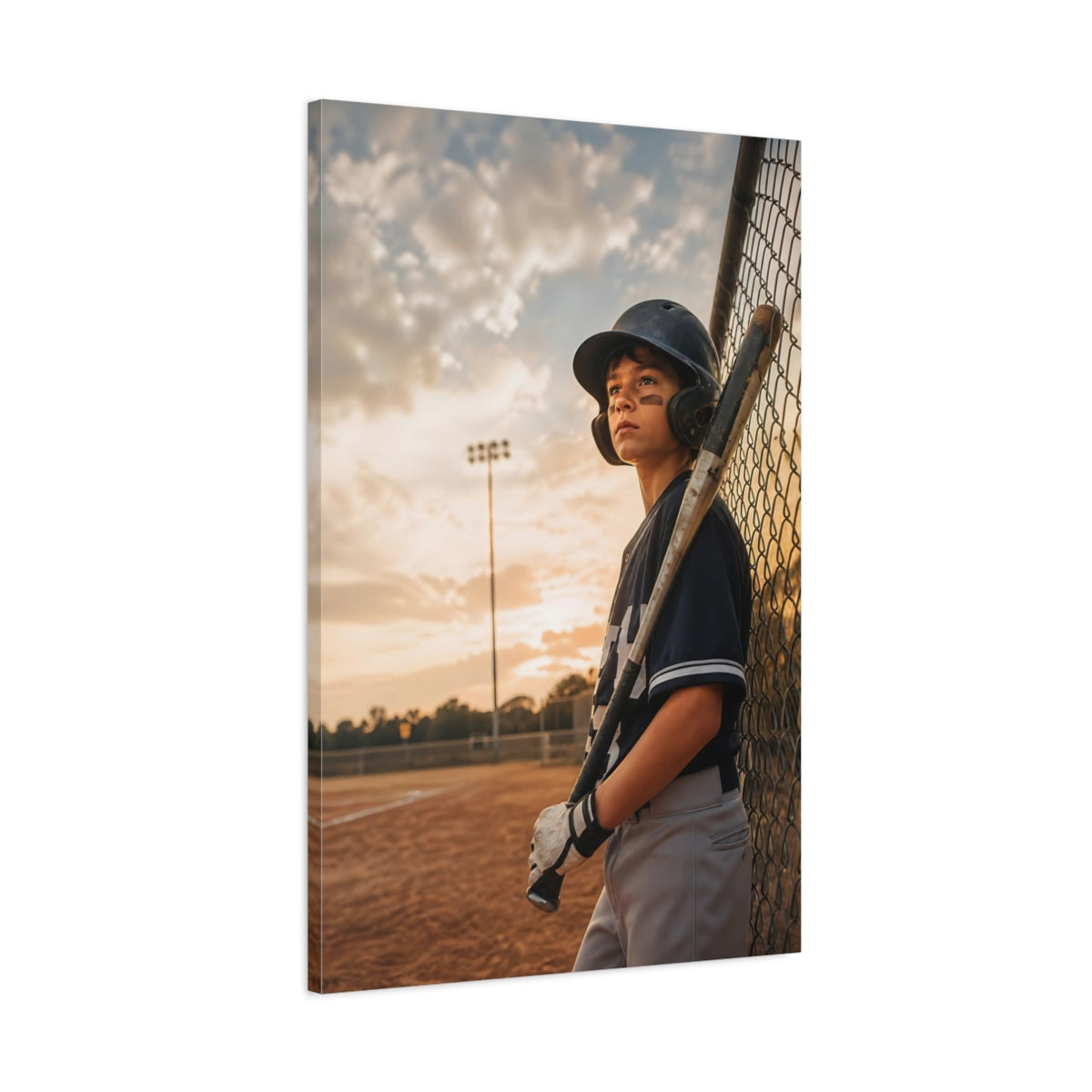 Main Mockup. Sports Baseball Player Baseball Player Sunset shown as canvas print
