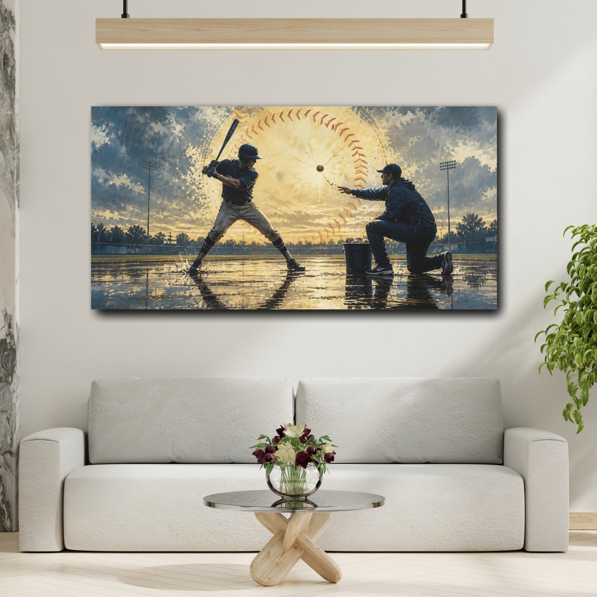 Mockup 2. Sports Baseball Players Dramatic Baseball shown as canvas print