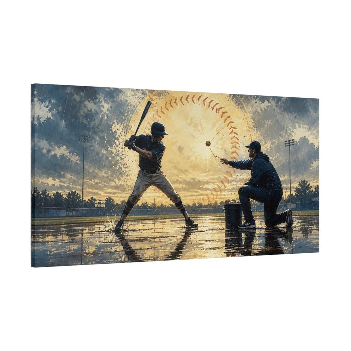 Side Mockup 2. Sports Baseball Players Dramatic Baseball shown as canvas print
