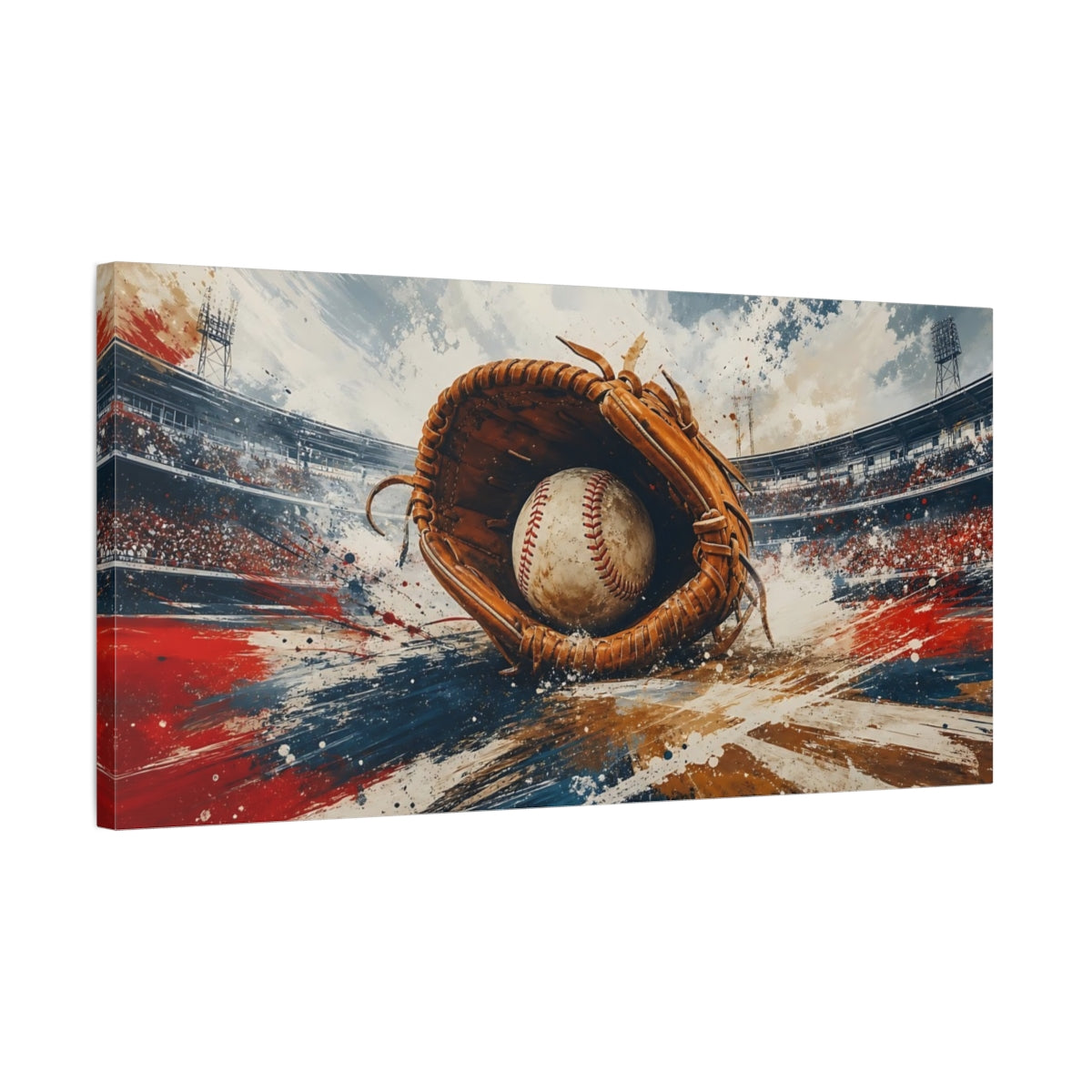 Side Mockup 1. Sports Baseball Baseball Stadium Art shown as canvas print