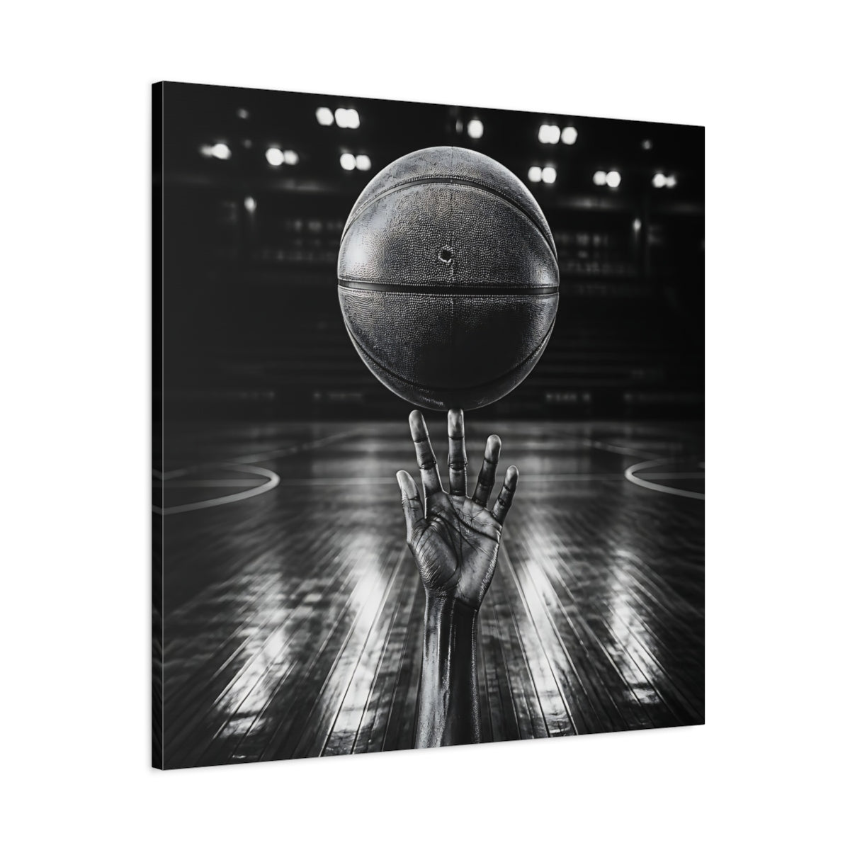 Main Mockup. Sports Basketball Hand Black And White shown as canvas print