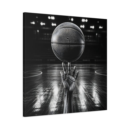 Main Mockup. Sports Basketball Hand Black And White shown as canvas print