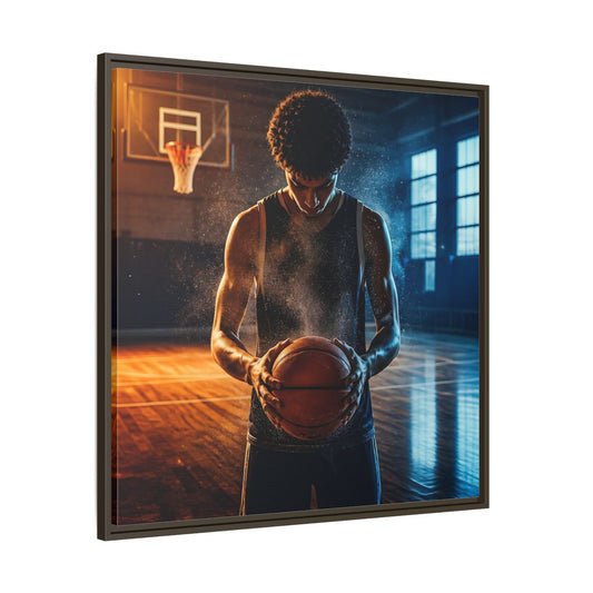 Main Mockup. Sports Basketball Player Basketball Player shown as framed canvas print