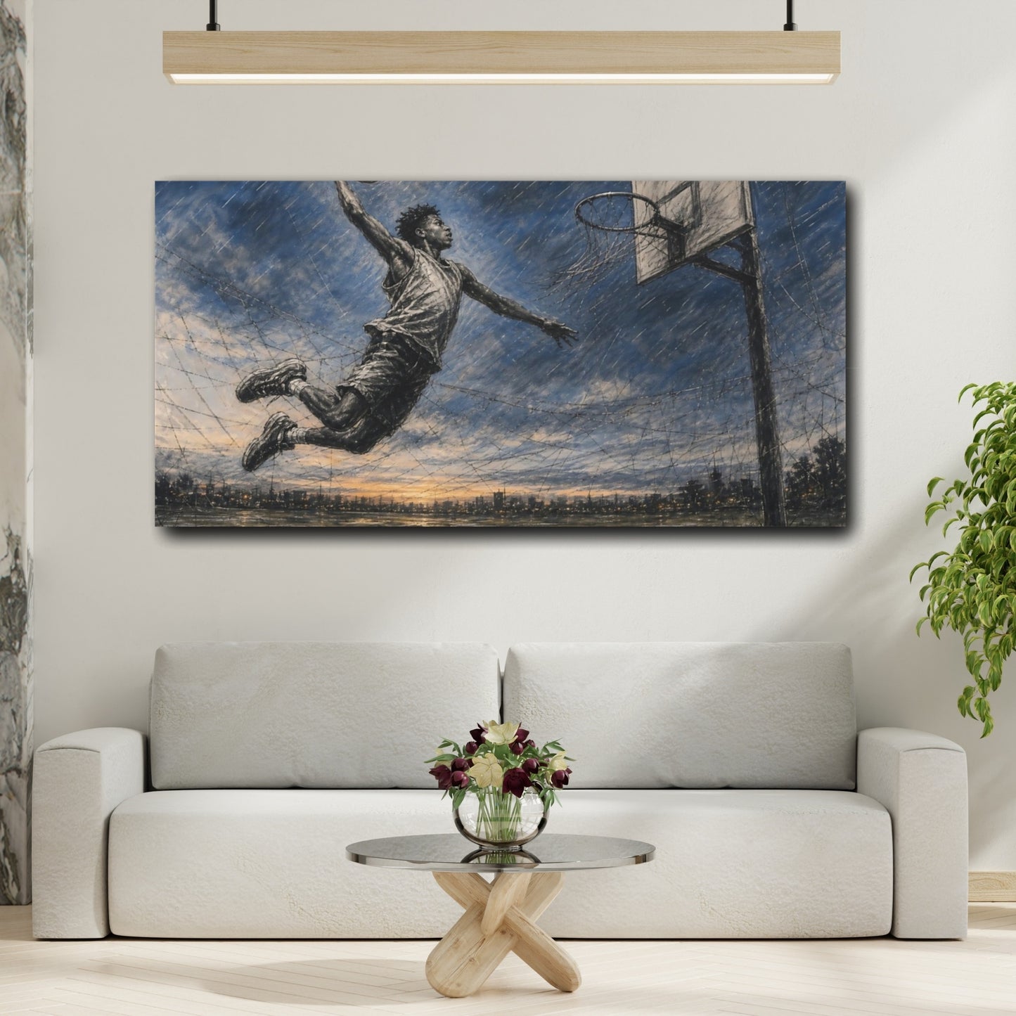 Mockup 2. Sports Basketball Player Basketball Player shown as canvas print