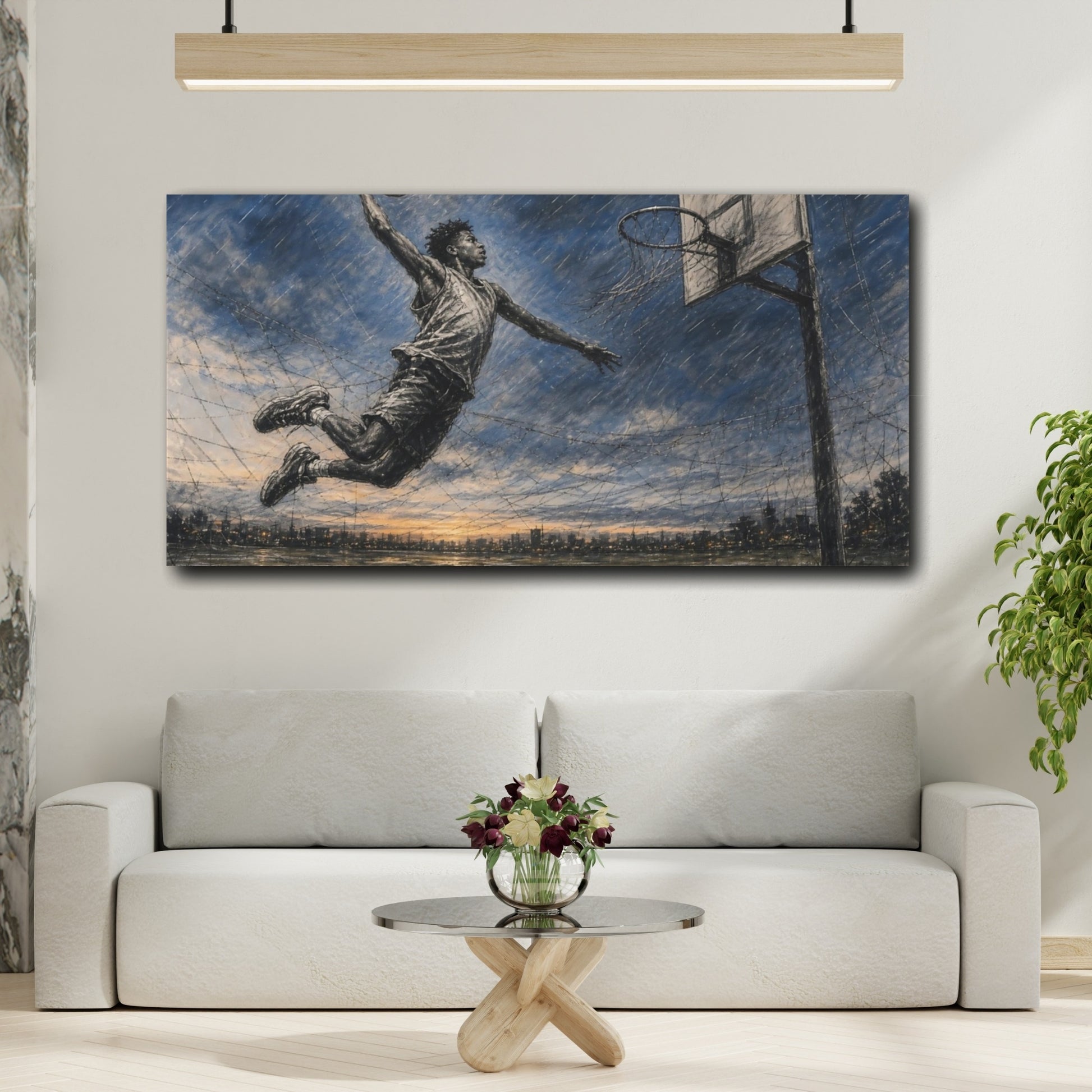 Mockup 2. Sports Basketball Player Basketball Player shown as canvas print
