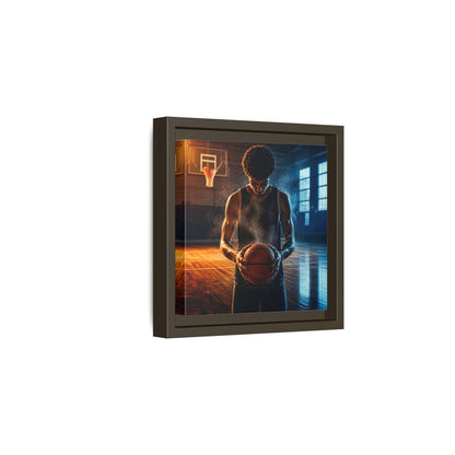 Side Mockup 2. Sports Basketball Player Basketball Player shown as framed canvas print