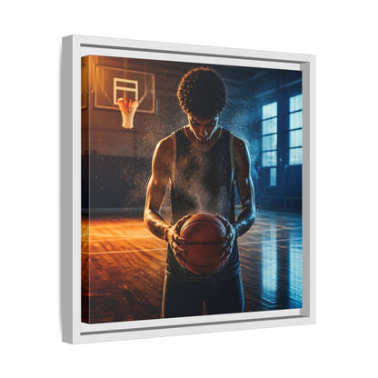 Side Mockup 28. Sports Basketball Player Basketball Player shown as framed canvas print