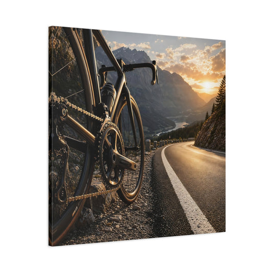 Main Mockup. Sports Bicycle Bicycle Mountain Road shown as canvas print