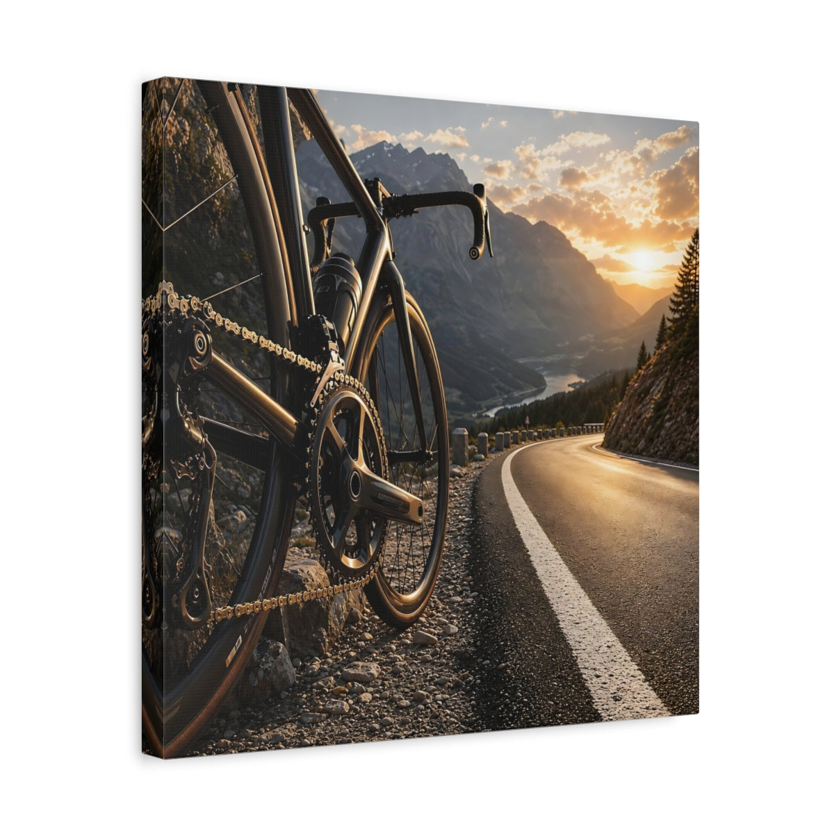 Side Mockup 6. Sports Bicycle Bicycle Mountain Road shown as canvas print