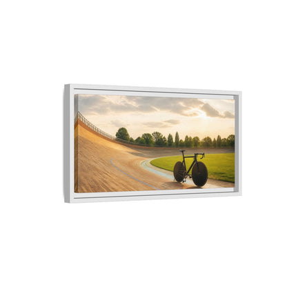 Side Mockup 6. Sports Bicycle Velodrome Sunset shown as framed canvas print