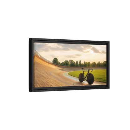 Side Mockup 8. Sports Bicycle Velodrome Sunset shown as framed canvas print