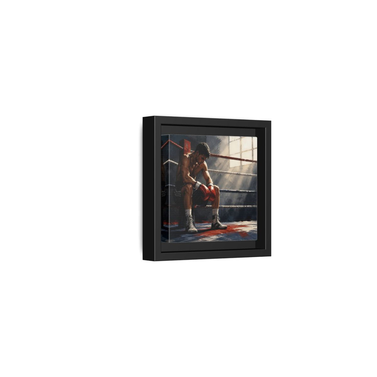 Side Mockup 24. Sports Boxer Boxing Athlete shown as framed canvas print
