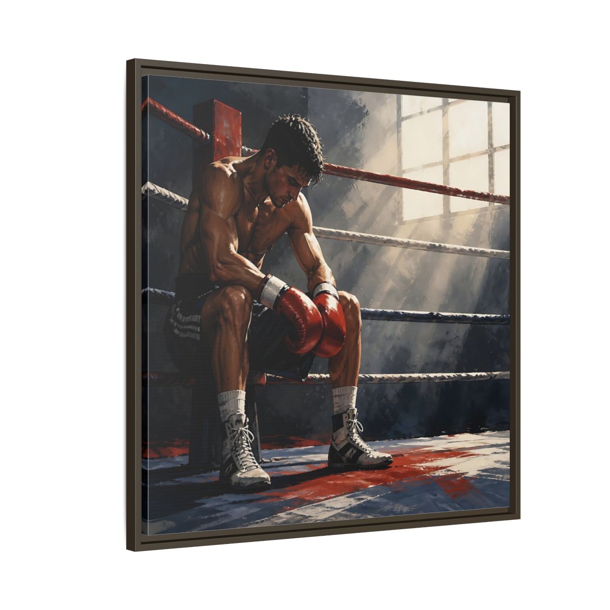 Side Mockup 8. Sports Boxer Boxing Athlete shown as framed canvas print