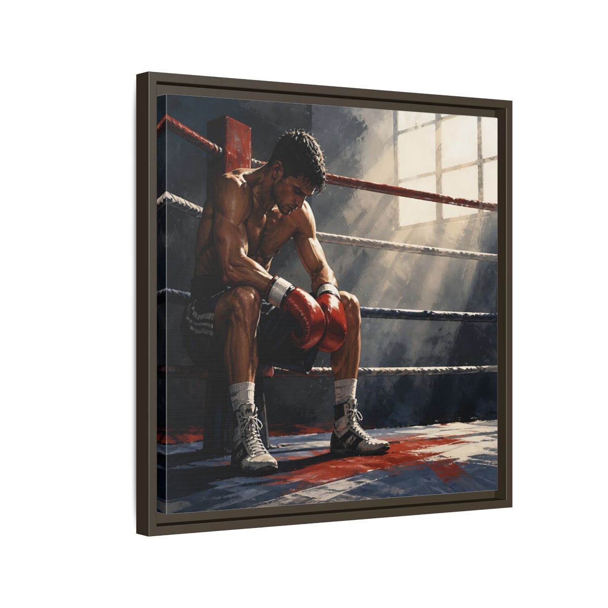 Side Mockup 11. Sports Boxer Boxing Athlete shown as framed canvas print