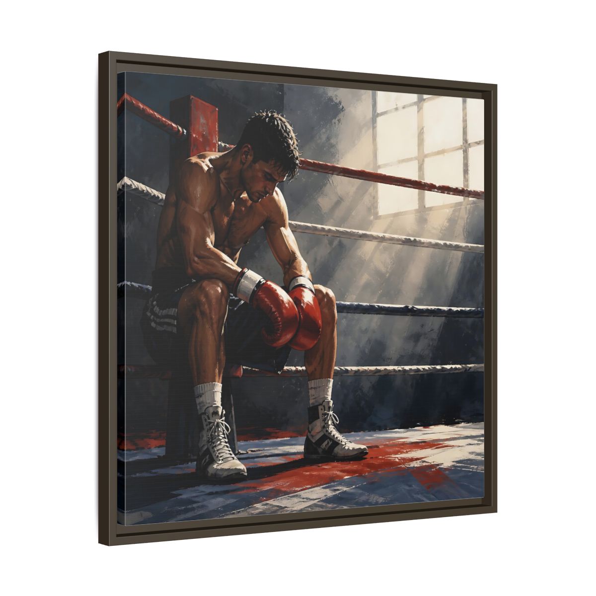 Side Mockup 27. Sports Boxer Boxing Athlete shown as framed canvas print