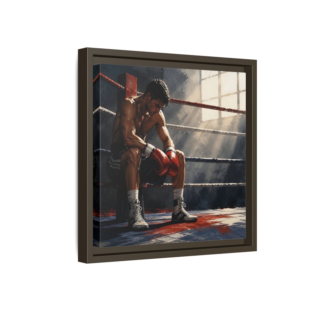 Side Mockup 17. Sports Boxer Boxing Athlete shown as framed canvas print